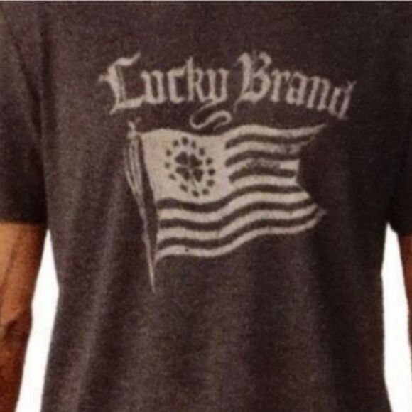 Lucky Brand Tee American Flag Black Gray Men's sz L - Picture 3 of 5